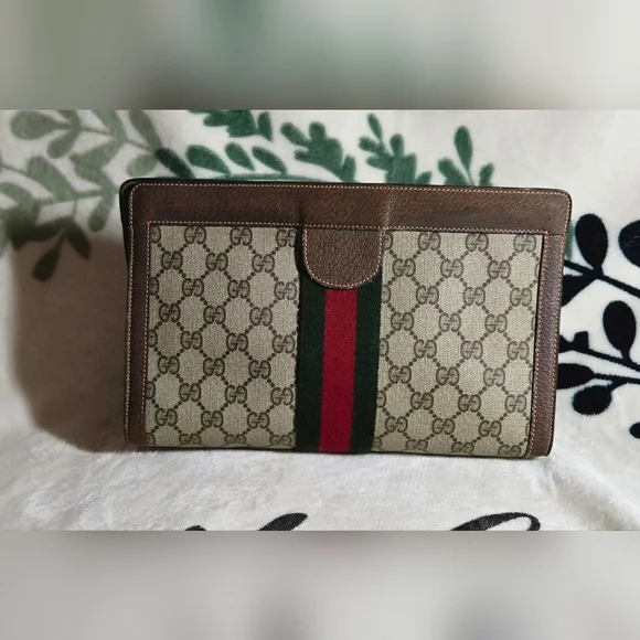 💯 Authentic Vintage Gucci Supreme Web Sherry Line Clutch - Picture 1 of 12